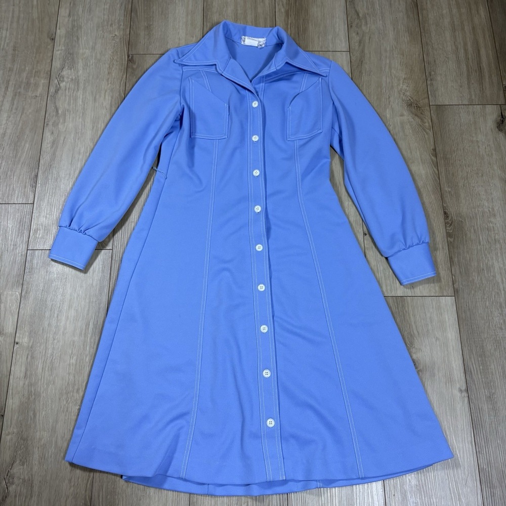 Kenny Classics Womens Blue Vintage Dress Peasant Western Classic Comfy Measuremn